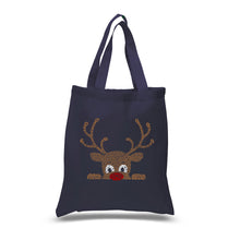 Load image into Gallery viewer, Peeking Reindeer - Small Word Art Tote Bag