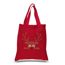 Load image into Gallery viewer, Peeking Reindeer - Small Word Art Tote Bag