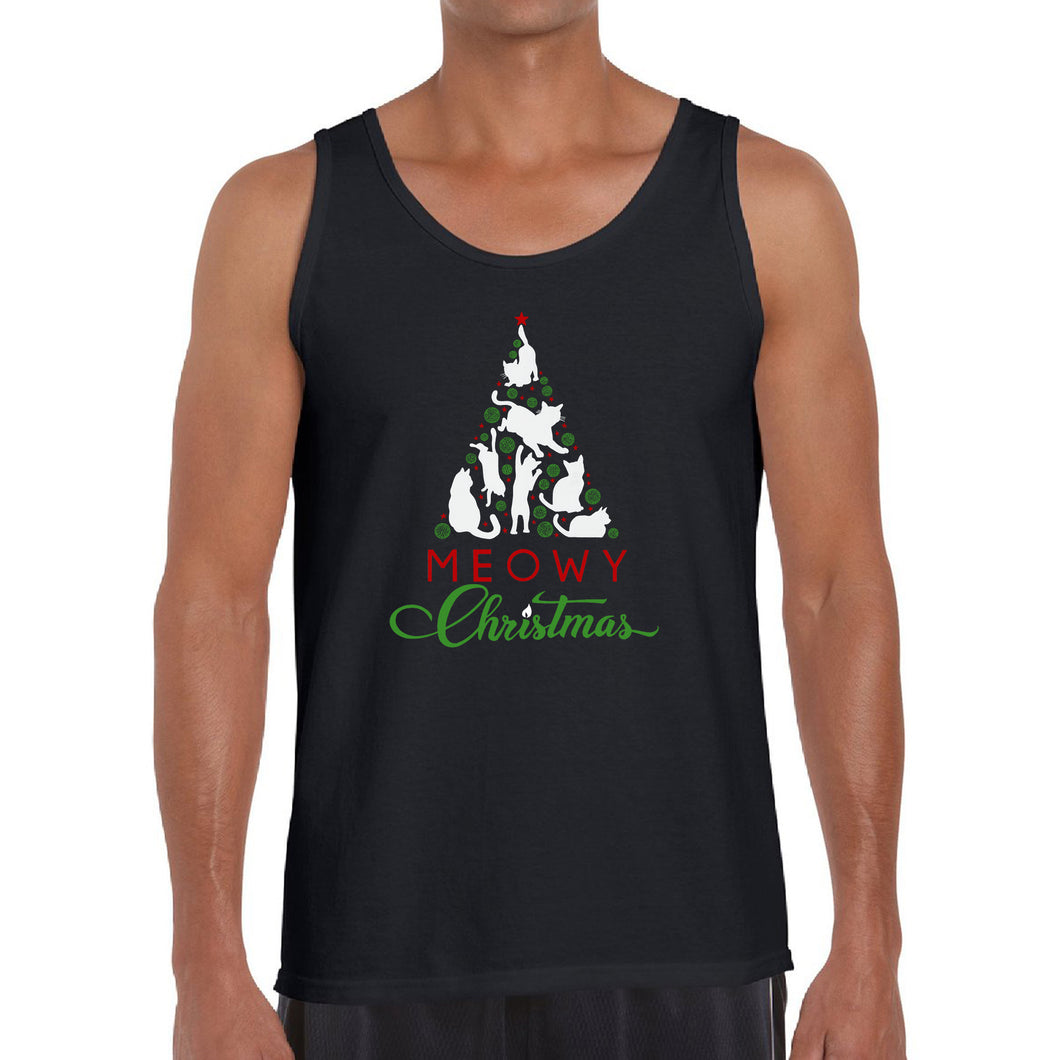 Meowy Christmas Tree - Men's Word Art Tank Top