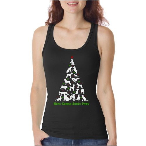 Here Comes Santa Paws - Women's Word Art Tank Top