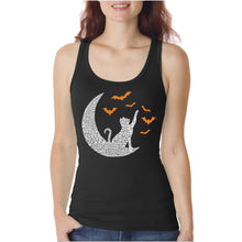 Load image into Gallery viewer, Halloween Cat Moon - Women&#39;s Word Art Tank Top