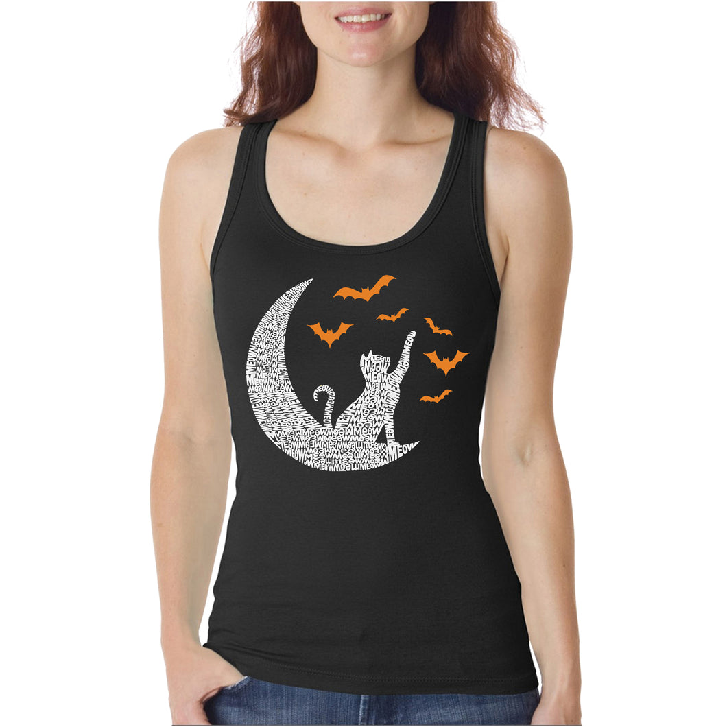 Halloween Cat Moon - Women's Word Art Tank Top