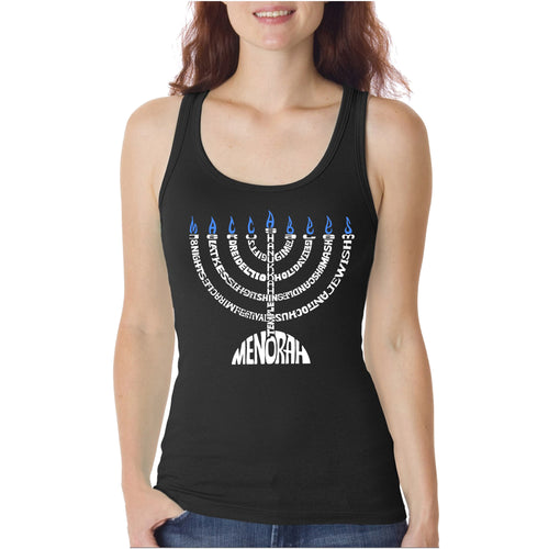 Hanukkah Menorah - Women's Word Art Tank Top