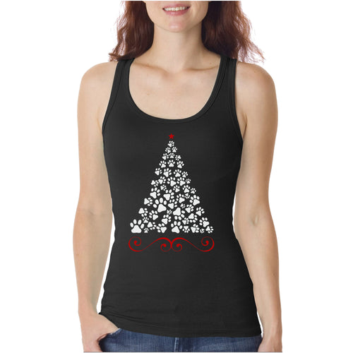 Paw Christmas Tree - Women's Word Art Tank Top