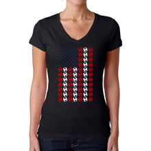 Load image into Gallery viewer, Soccer Flag - Women's Word Art V-Neck T-Shirt