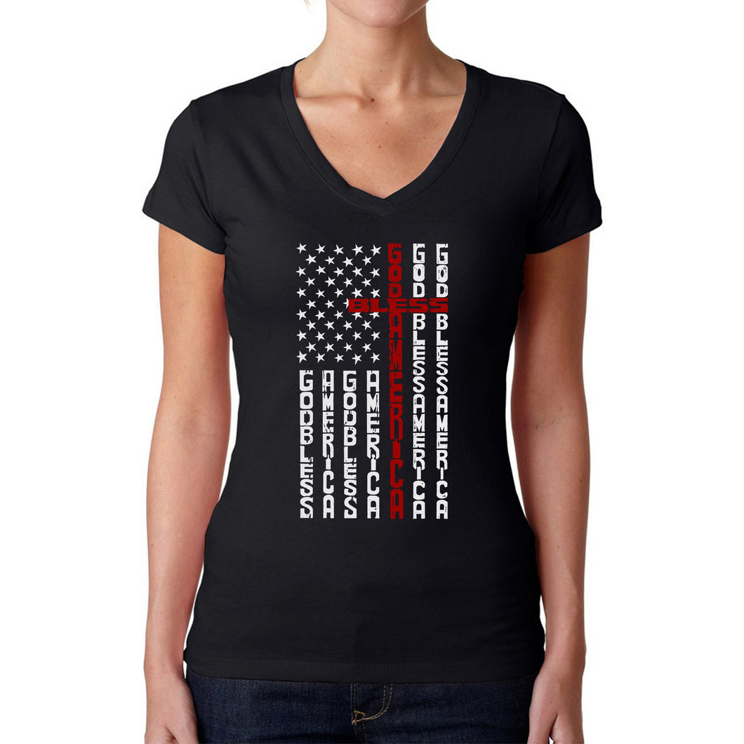 Cross Flag - Women's Word Art V-Neck T-Shirt
