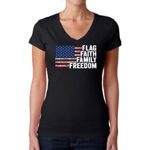 Load image into Gallery viewer, Faith Flag - Women's Word Art V-Neck T-Shirt