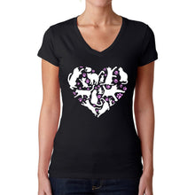 Load image into Gallery viewer, Cat Heart - Women's Word Art V-Neck T-Shirt