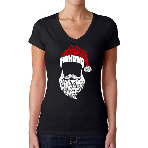 Feliz Navidad Santa Claus - Women's Word Art V-Neck T-Shirt