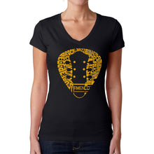 Load image into Gallery viewer, Guitar Pick Genres - Women's Word Art V-Neck T-Shirt