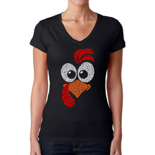 Load image into Gallery viewer, Turkey Face - Women&#39;s Word Art V-Neck T-Shirt