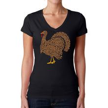 Load image into Gallery viewer, Thankgiving Turkey - Women's Word Art V-Neck T-Shirt