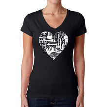 Load image into Gallery viewer, Musical Instrument Heart - Women's Word Art V-Neck T-Shirt