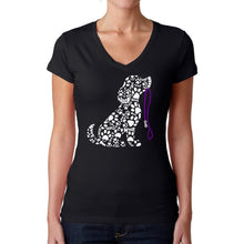 Load image into Gallery viewer, Dog Leash - Women's Word Art V-Neck T-Shirt
