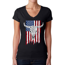 Load image into Gallery viewer, Patriot Flag - Women's Word Art V-Neck T-Shirt
