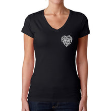 Load image into Gallery viewer, Cursive Heart - Women&#39;s Word Art V-Neck T-Shirt