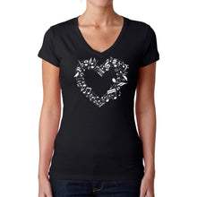 Load image into Gallery viewer, Sheet Music Heart - Women's Word Art V-Neck T-Shirt
