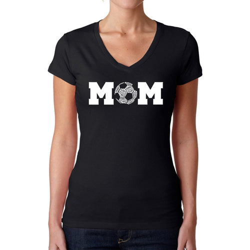 Soccer Mom - Women's Word Art V-Neck T-Shirt