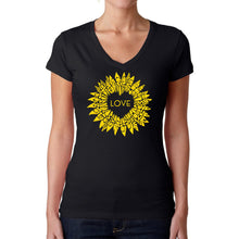 Load image into Gallery viewer, Sunflower Love - Women's Word Art V-Neck T-Shirt