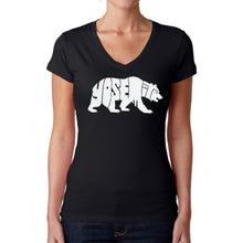 Load image into Gallery viewer, Yosemite Bear - Women's Word Art V-Neck T-Shirt