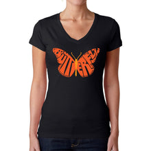 Load image into Gallery viewer, Butterfly - Women&#39;s Word Art V-Neck T-Shirt