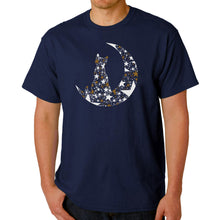 Load image into Gallery viewer, Cat Sitting On Moon - Men's Word Art T-Shirt
