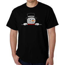 Load image into Gallery viewer, Peeking Snowman - Men's Word Art T-Shirt