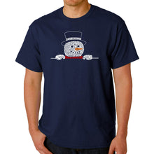 Load image into Gallery viewer, Peeking Snowman - Men's Word Art T-Shirt
