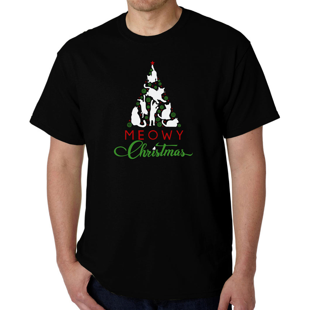 Meowy Christmas Tree - Men's Word Art T-Shirt