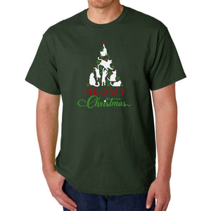 Meowy Christmas Tree - Men's Word Art T-Shirt