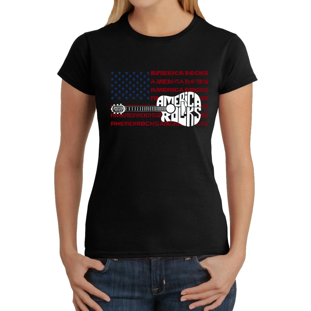 America Rocks - Women's Word Art T-Shirt