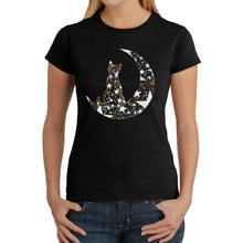 Load image into Gallery viewer, Cat Sitting On Moon - Women's Word Art T-Shirt