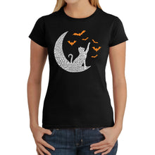 Load image into Gallery viewer, Halloween Cat Moon - Women&#39;s Word Art T-Shirt