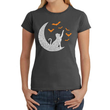 Load image into Gallery viewer, Halloween Cat Moon - Women&#39;s Word Art T-Shirt