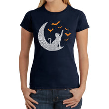 Load image into Gallery viewer, Halloween Cat Moon - Women&#39;s Word Art T-Shirt