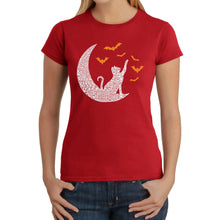 Load image into Gallery viewer, Halloween Cat Moon - Women&#39;s Word Art T-Shirt