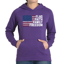 Load image into Gallery viewer, Faith Flag - Women's Word Art Hooded Sweatshirt