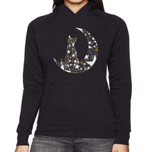 Load image into Gallery viewer, Cat Sitting On Moon - Women&#39;s Word Art Hooded Sweatshirt