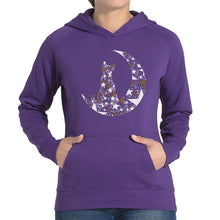Load image into Gallery viewer, Cat Sitting On Moon - Women&#39;s Word Art Hooded Sweatshirt