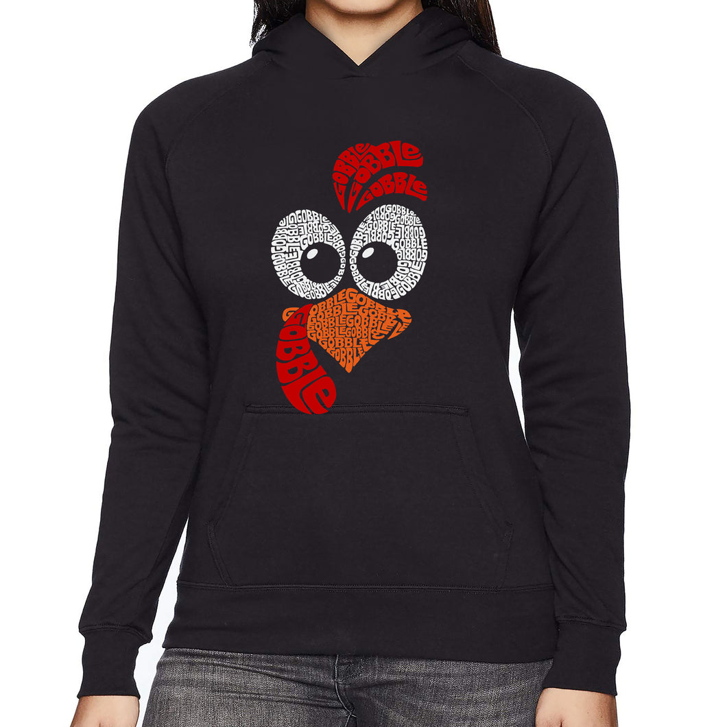 Turkey Face - Women's Word Art Hooded Sweatshirt