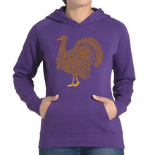 Load image into Gallery viewer, Thankgiving Turkey - Women's Word Art Hooded Sweatshirt