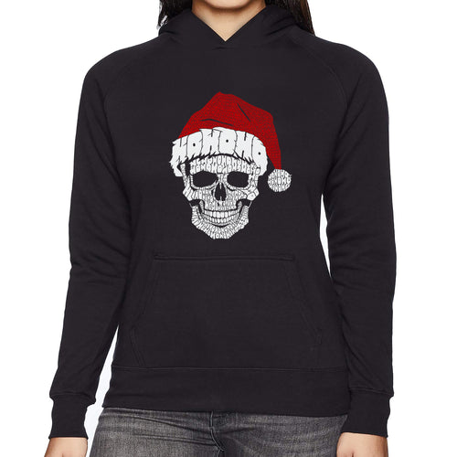 Santa Skull - Women's Word Art Hooded Sweatshirt