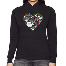 Load image into Gallery viewer, Christmas Themed Heart - Women's Word Art Hooded Sweatshirt