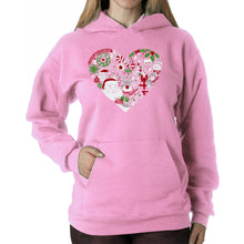 Load image into Gallery viewer, Christmas Themed Heart - Women's Word Art Hooded Sweatshirt