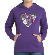 Load image into Gallery viewer, Christmas Themed Heart - Women's Word Art Hooded Sweatshirt