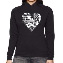 Load image into Gallery viewer, Musical Instrument Heart - Women's Word Art Hooded Sweatshirt