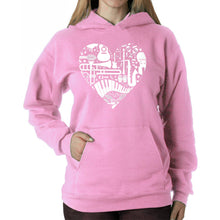 Load image into Gallery viewer, Musical Instrument Heart - Women's Word Art Hooded Sweatshirt