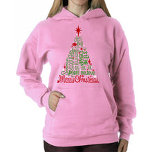 Load image into Gallery viewer, Holiday Christmas Tree - Women's Word Art Hooded Sweatshirt