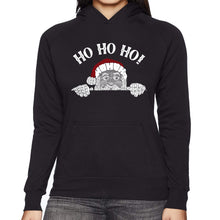 Load image into Gallery viewer, Peeking Santa - Women's Word Art Hooded Sweatshirt