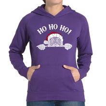 Load image into Gallery viewer, Peeking Santa - Women's Word Art Hooded Sweatshirt